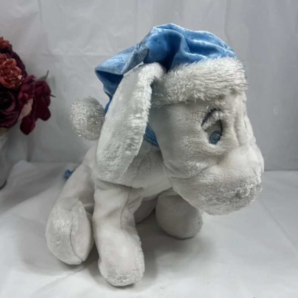Disney Store Snowflake Pals Eeyore White Blue Scarf Hat 12
